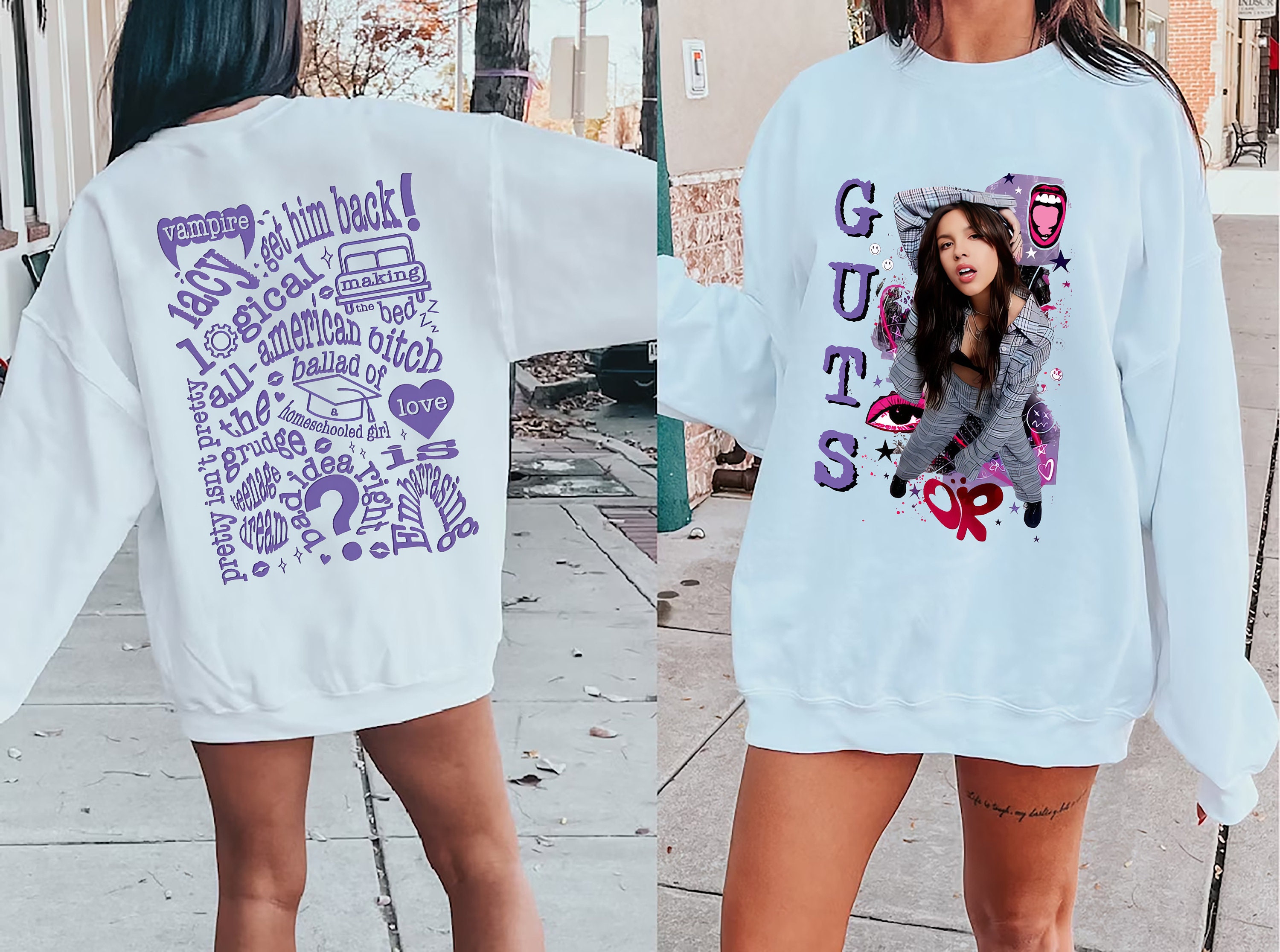 Guts Olivia Rodrigo 2024 Music Tour Double Sided Sweatshirt