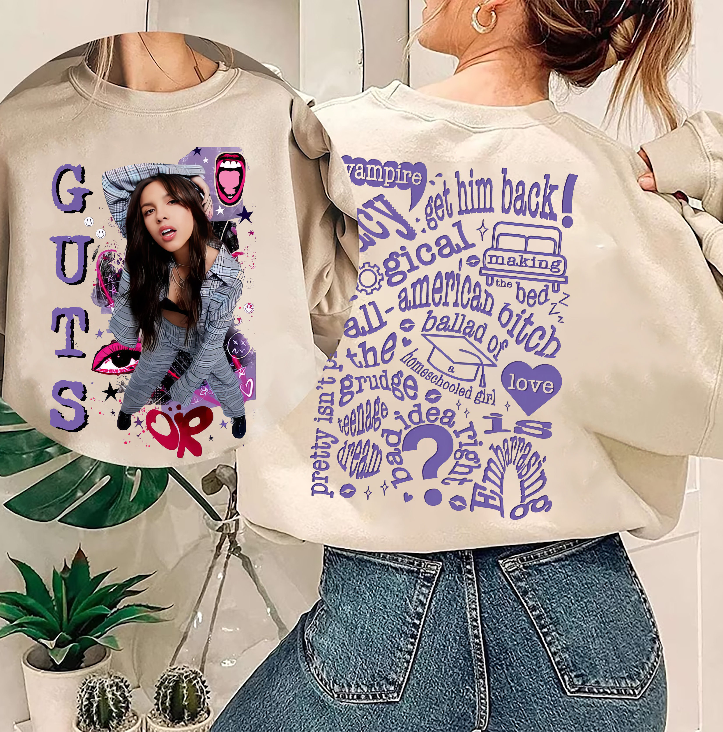 Guts Olivia Rodrigo 2024 Music Tour Double Sided Sweatshirt