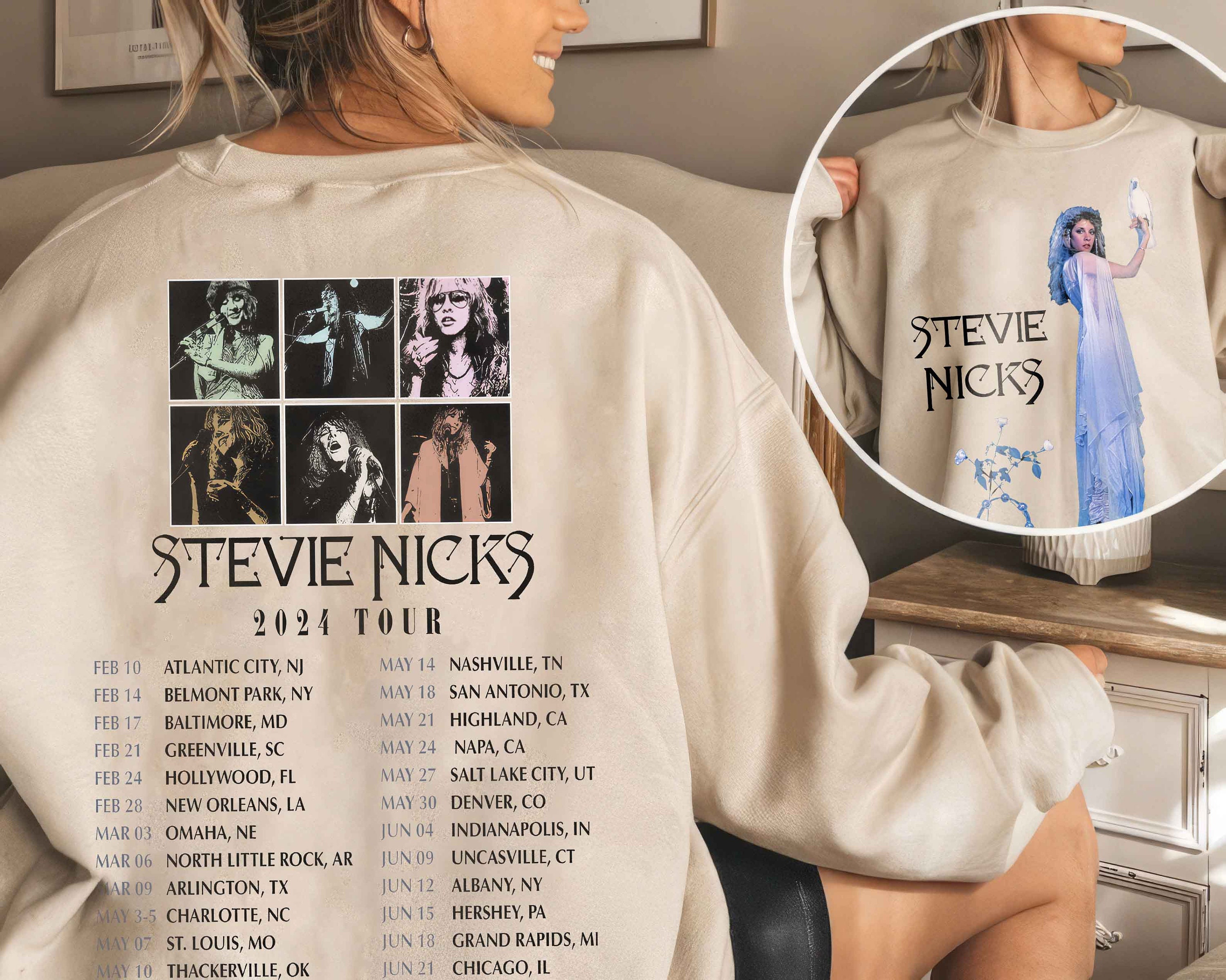 Retro Stevie Nicks 2024 Tour Double Sided Sweatshirt