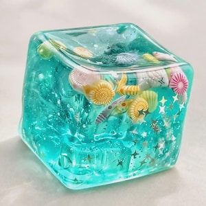 Juguete antiestrés blando, cubo blando con temática marina, juguete sensorial para la inquietud.