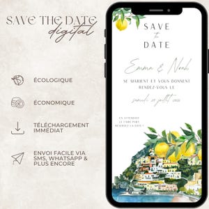 Dolce Vita digital Save the Date template in French - smartphone format - customizable