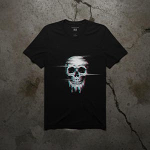 Cyber Y2K Skeleton T-Shirt - Digital Hacker Streetwear - Heavy Metal Skull Graphic - Edgy Gamer Clothing - Soft Grunge Top