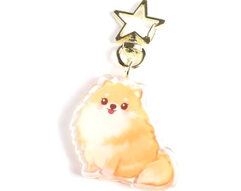 Pomeranian Clear Acrylic Keychain / 2 inch Double-Sided Charm / Kawaii Dog Puppy Pet Lover Gift / Cute Animal Keychain