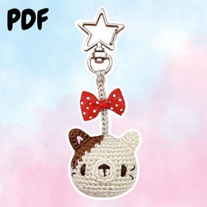 Bi-Color Cat Keychain Plushie - Pitachan Crochet Pattern - Instant PDF Download - Beginner Friendly Amigurumi DIY Project - Handmade Gift