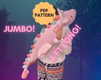 Jumbo Dragon Plushie (Human Size) Extra Large - Pitachan Crochet Pattern - Instant PDF Download - Amigurumi DIY Project - Handmade Gift Toy