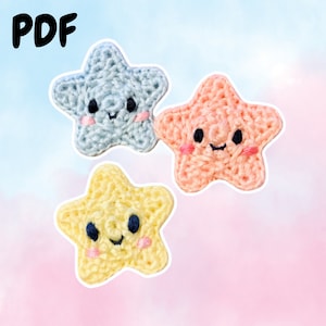 Star Pins - Pitachan Crochet Pattern - Instant PDF Download - Beginner Friendly Amigurumi DIY Project - Handmade Gift Accessory Decor Idea