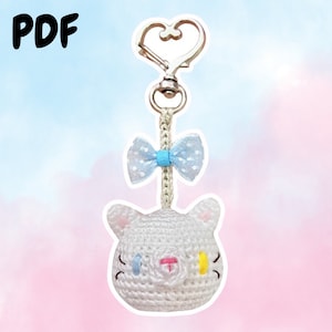 White Cat Keychain Plushie - Pitachan Crochet Pattern - Instant PDF Download - Beginner Friendly Amigurumi DIY Project - Handmade Gift Toy