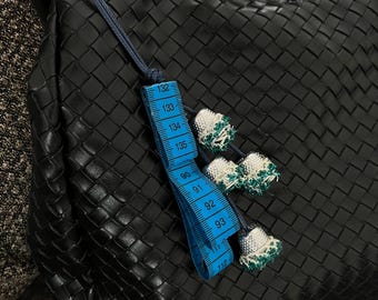 Handmade Jellyfish Tape Measure Bag Charm, Oceancore Coastal Keychain Accessory