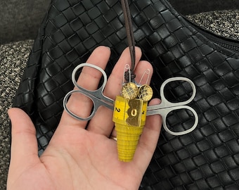 Handmade Bee Bag Charm, Artisan Keychain, Whimsical Accessory, Coquette Style