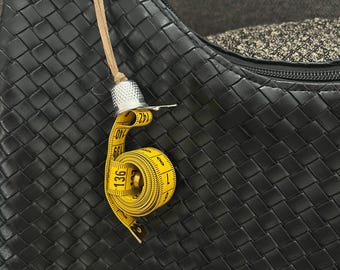 Snail Measuring Tape Bag Charm, Sewing Accessory, Tailor Gift, Handmade Keychain