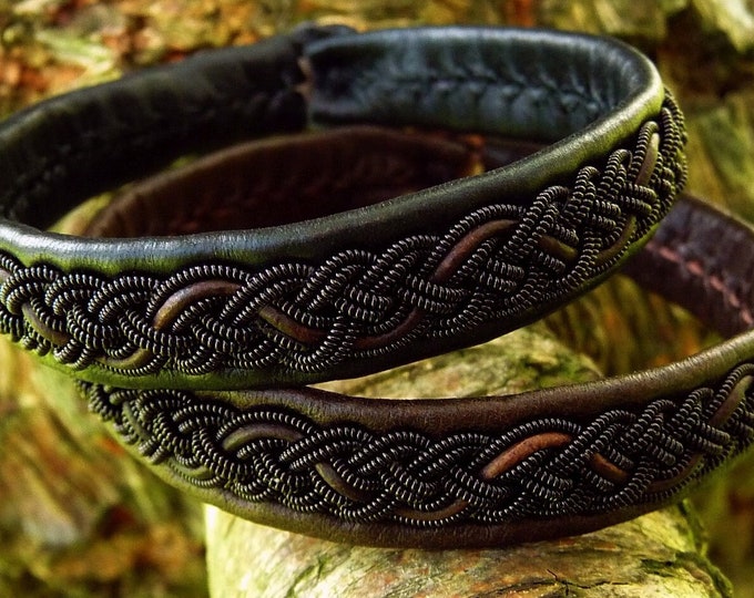 Featured listing image: Gothic Sami pagan bracelet leather cuff JORMUNGANDR