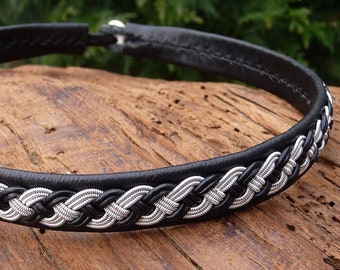 Sami necklace | Reindeer leather choker | Lappish pewter collar | Nordic nomadic heritage jewellery | VANAGANDR