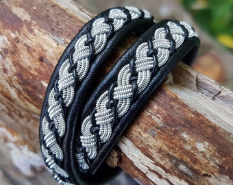 Sami bracelet | VALHAL leather wrap bracelet | Swedish tennarmband | Reindeer skin cuff | Custom handmade