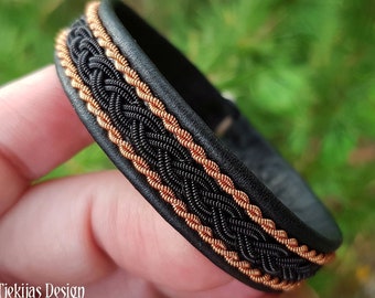 Nature Folk Sapmi Sami bracelet MJOLNIR leather and copper cuff, handmade indigenous jewelry