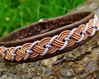 Indigenous Lapland bracelet | Sami copper cuff | VALHAL | Reindeer leather | Antler button closure | In your size and colors