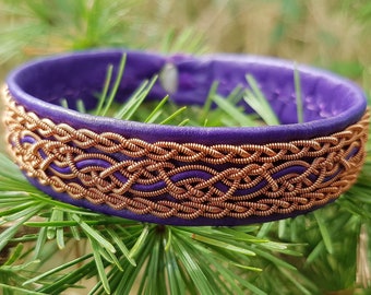 Swedish Sami bracelet | Copper and reindeer leather cuff | NIDHOGG | Jewelry from the North in your color