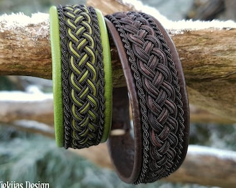 Indigenous Sami bracelet | Goth Swedish Lapland bracelet | GIMLE | Black copper on reindeer leather with antler closure
