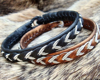 Sami Lapland bracelet, ODIN tenn armband, unisex pagan viking leather, pewter and antler cuff wristband