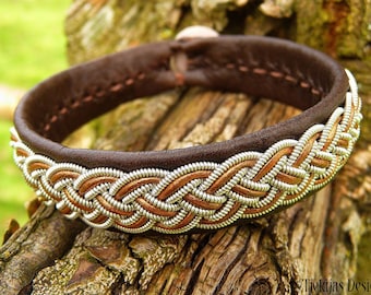 Sapmi bracelet | FREKI | Swedish Lapland leather and pewter cuff | Nordic indigenous artisan jewelry