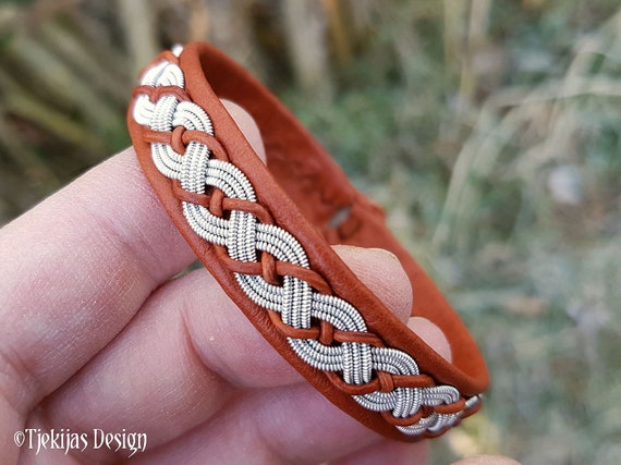VALHAL Sami Bracelet: Lapland Pewter & Leather Cuff - Etsy