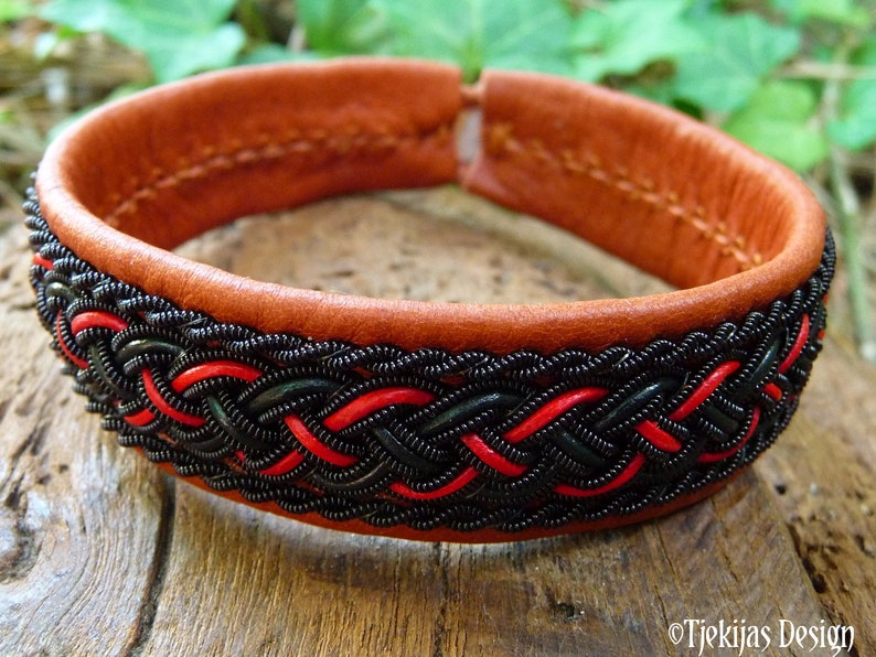 Gothic Sami craft bracelet cuff GIMLE black braids on leather