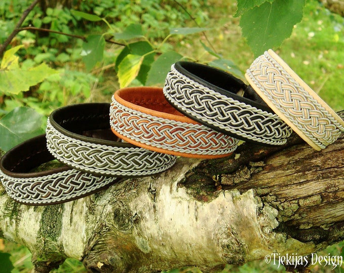 Featured listing image: Reindeer Sami bracelet | Viking style | GIMLE | Lapland pewter and leather cuff | Antler closure