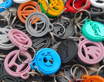 55 BRANDS Spinning Car Badge Keyring/Bag Charm Satisfying Fidget Spin Petrolhead Gift