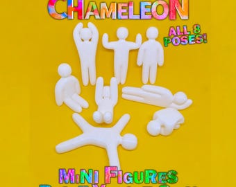 MECCHA CHAMELEON Mini Figures Paint You're Own! Hide and Seek (All 8 Poses)