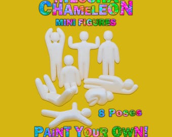 MECCHA CHAMELEON ¡Pinta el tuyo! Minifiguras para jugar al escondite (8 poses originales)