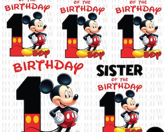 Mickey Mouse 1st Birthday Boy PNG, Family Matching Shirts (Digital Download)