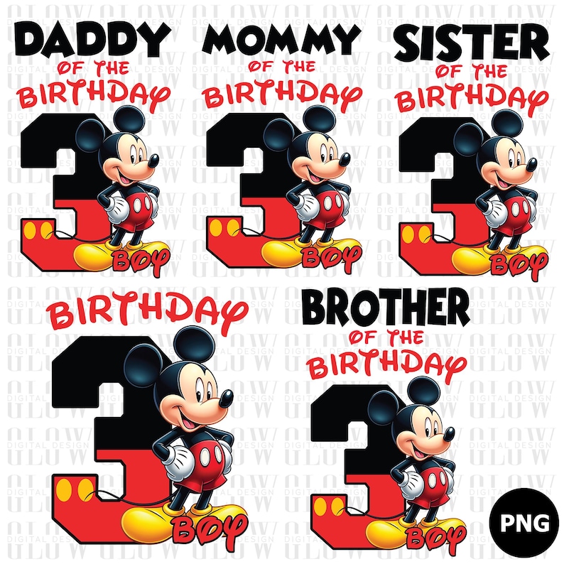 Mickey Mouse 3st Birthday Boy PNG, Family Matching Shirts (Digital Download) image 1