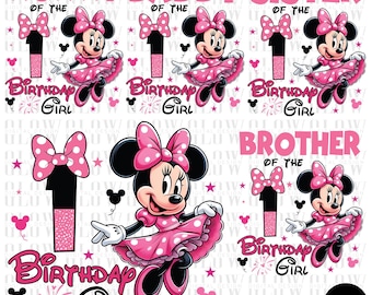 Minnie Mouse 1st Birthday Girl PNG, Family Matching (Digital Download)