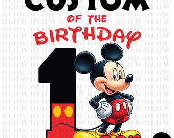 Aangepaste Mickey Mouse 1e feestvarken png, aangepaste naam familie bijpassende shirts (digitale download)