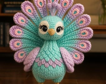 リアルな孔雀の編みぐるみパターンPDF • かぎ針編みの鳥のおもちゃの