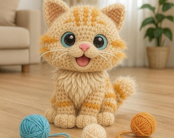 Schema per gatto all'uncinetto Amigurumi - Peluche adatto ai principianti (download PDF)