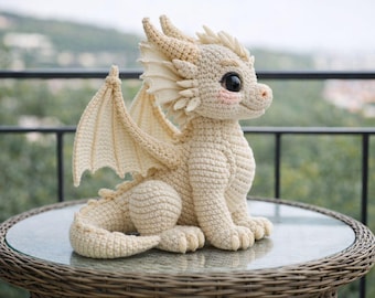 Schema per realizzare un drago all'uncinetto con amigurumi, peluche fantasy fai da te (download PDF)