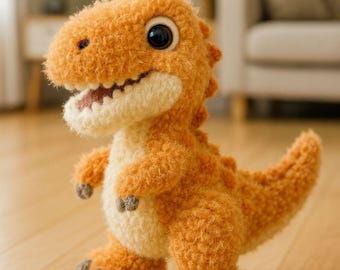 Amigurumi Dino Häkelanleitung - PDF - Süsses Fuzzy T-Rex Plüschi Anleitung, Anfängerfreundlicher Digitaler Download, DIY Stofftier Schritt-für-Schritt Anleitung