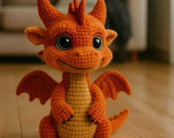 Amigurumi Baby Dragon Crochet Pattern for Beginners, Simple Digital PDF Tutorial,