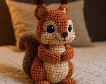 Patrón de ardilla a crochet • Animal del bosque amigurumi fácil (Patrón PDF)