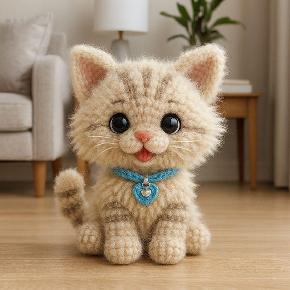 Fluffy Cat Amigurumi Crochet Pattern, Kitten Plush Tutorial (PDF Pattern)