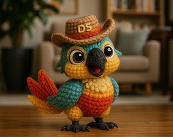 Amigurumi Papagei Häkelanleitung – Cowboyhut Spielzeug (PDF Download)