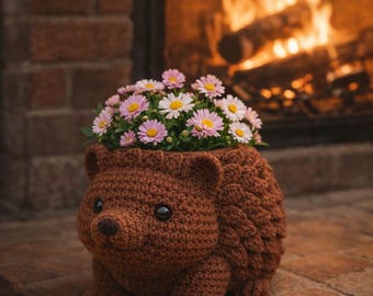 Igel Blumentopf häkeln, Amigurumi Blumentopf DIY (PDF Download)