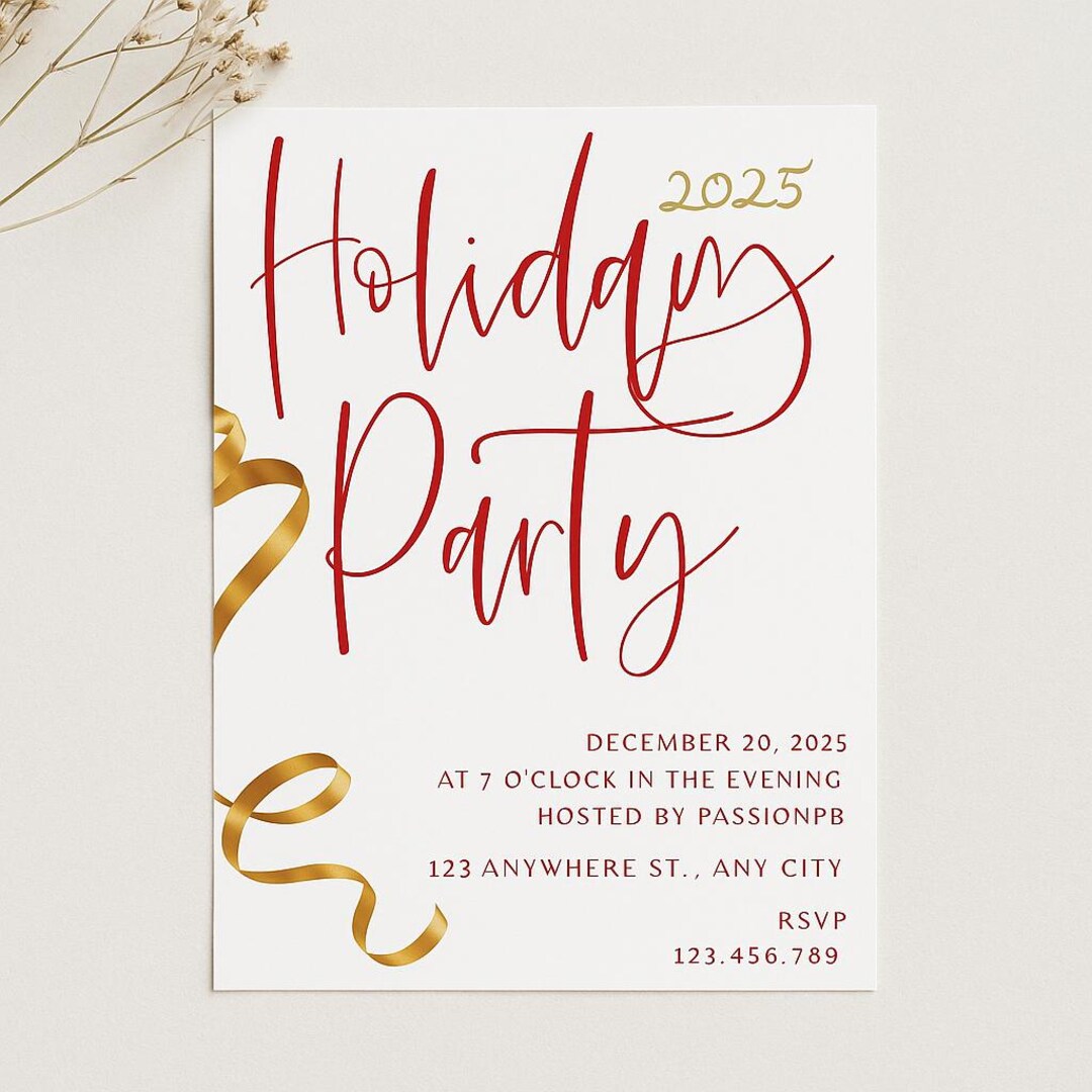 Holiday Card Template Printable Digital Download Modern Editable