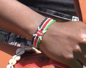 Kenyan Flag Bracelet Handmade in Kenya Kenya Diaspora Gift