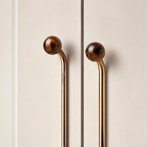 Crystal Long Wardrobe Pull: Natural Stone Closet Handle, Cabinet Pulls