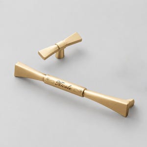 Closet Wardrobe Pull: Gold and Black Cabinet Pull, Bow Shaped Knobs for Dresser