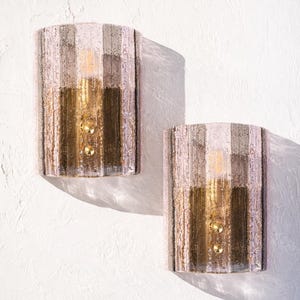 Set van 2 glazen wandkandelaars • Handgemaakte sculpturale verlichting • Plug-in op aanvraag
