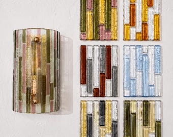 Aplique de pared de cristal personalizado • Elige tus colores • Estilo vintage • Textura artesanal con detalles en latón