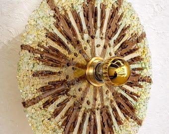 Unique Glass Wall Sconce • Handmade Fairy Light • Brass Base (30 cm)