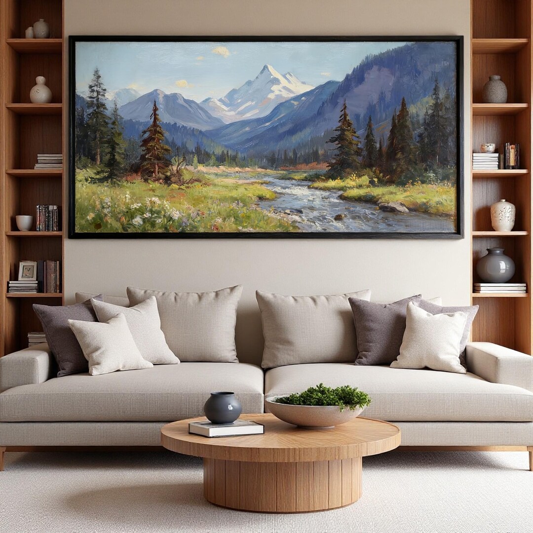 Original Mountain Landscape Oil Painting,textured River Valley Art ...
